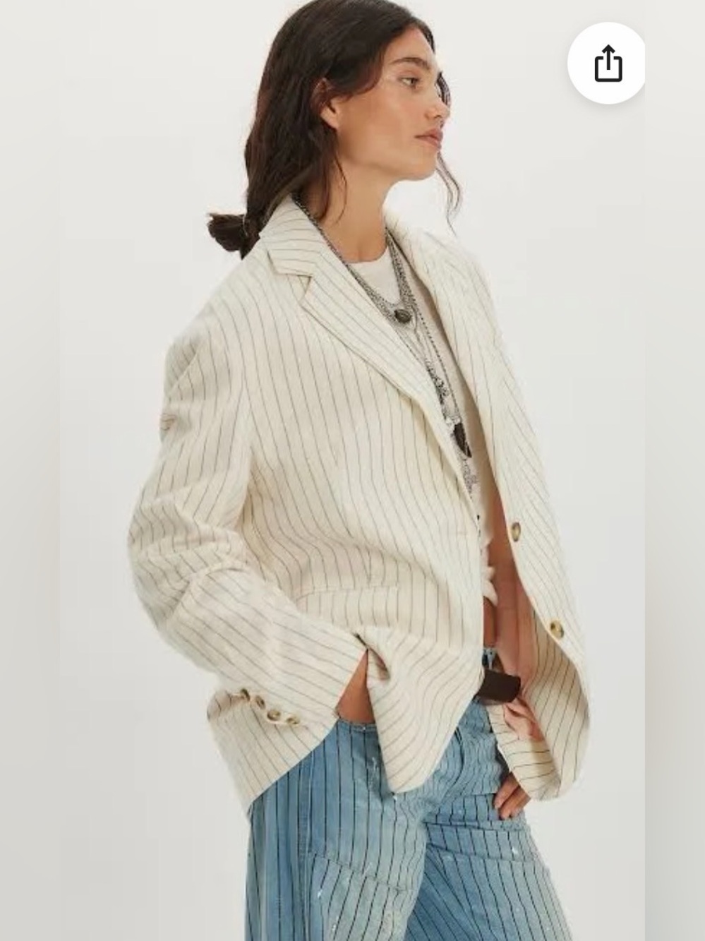 NWT Free People Reggie Blazer in Ivory Size S